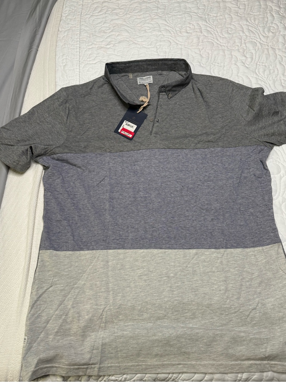 7 Diamonds Men's Colorblock Polo in Dark Gray, Blue, Light Gray